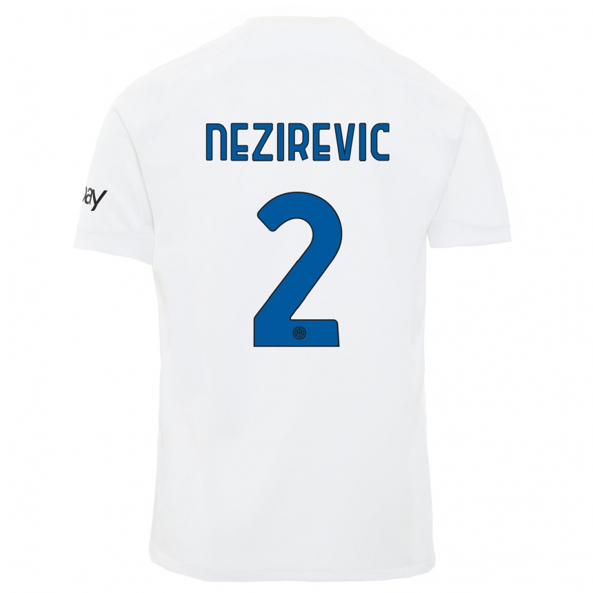 キッズフットボールアレム・ネジレビッチ#2白アウェイシャツ2023/24ジャージーユニフォーム