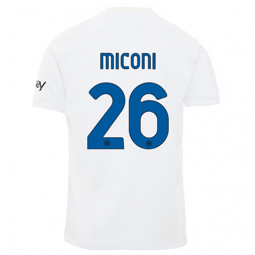 キッズフットボールリッカルド・ミコーニ#26白アウェイシャツ2023/24ジャージーユニフォーム