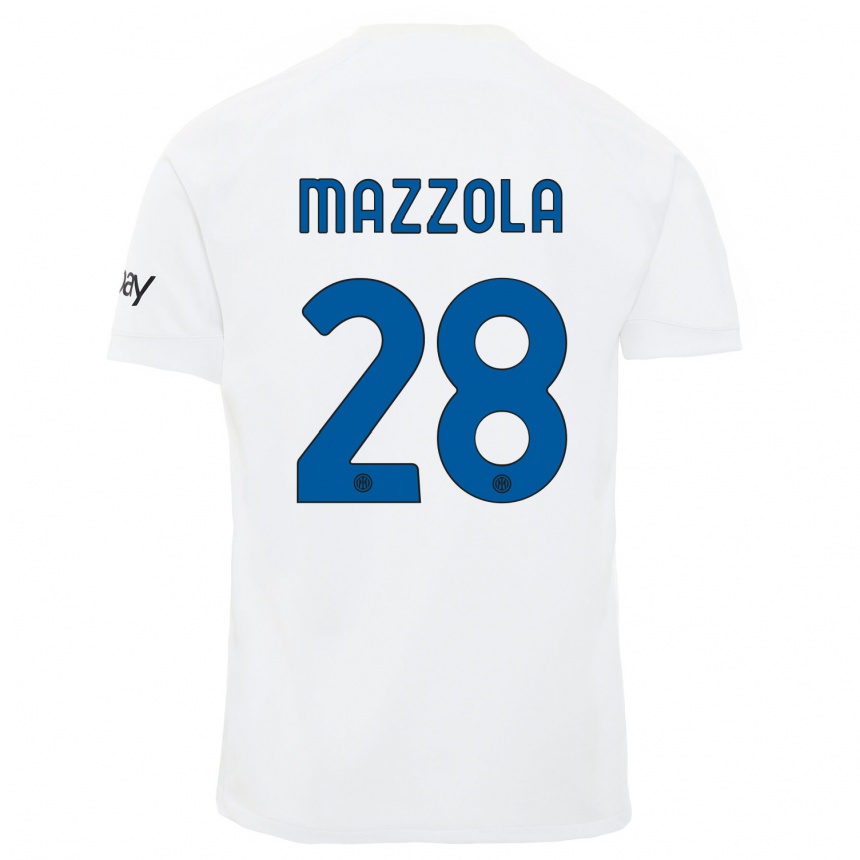キッズフットボールジュゼッペ・マッツォーラ#28白アウェイシャツ2023/24ジャージーユニフォーム