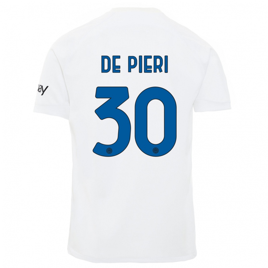 キッズフットボールジャコモ・デ・ピエーリ#30白アウェイシャツ2023/24ジャージーユニフォーム