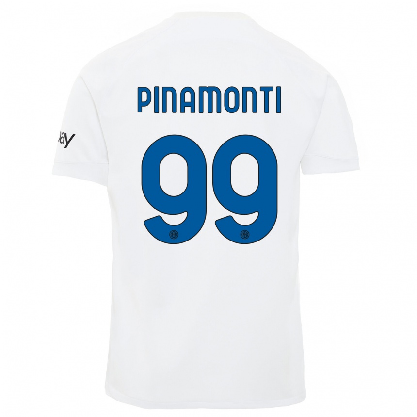 キッズフットボールアンドレア・ピナモンティ#99白アウェイシャツ2023/24ジャージーユニフォーム