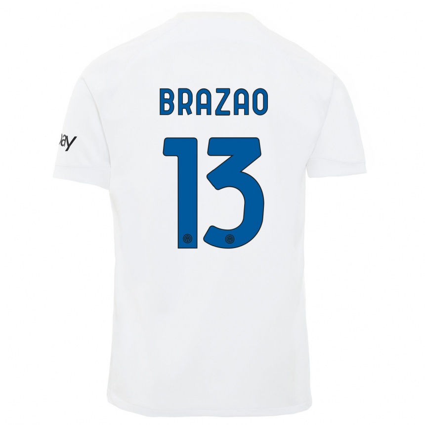 キッズフットボールガブリエウ・ブラゾン#13白アウェイシャツ2023/24ジャージーユニフォーム