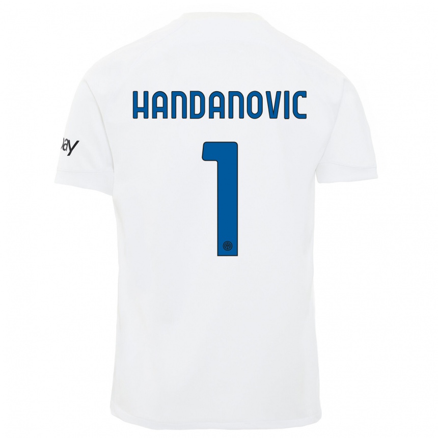 キッズフットボールサミール・ハンダノヴィッチ#1白アウェイシャツ2023/24ジャージーユニフォーム