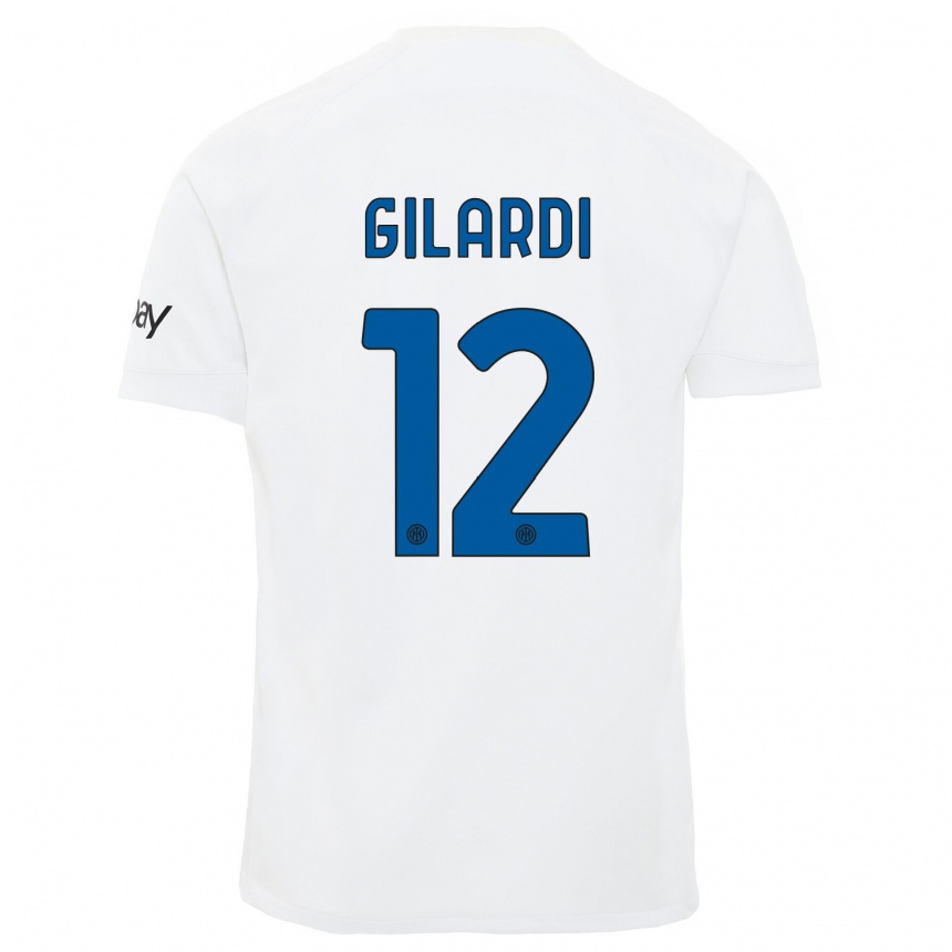 キッズフットボールアストリッド・ジラルディ#12白アウェイシャツ2023/24ジャージーユニフォーム