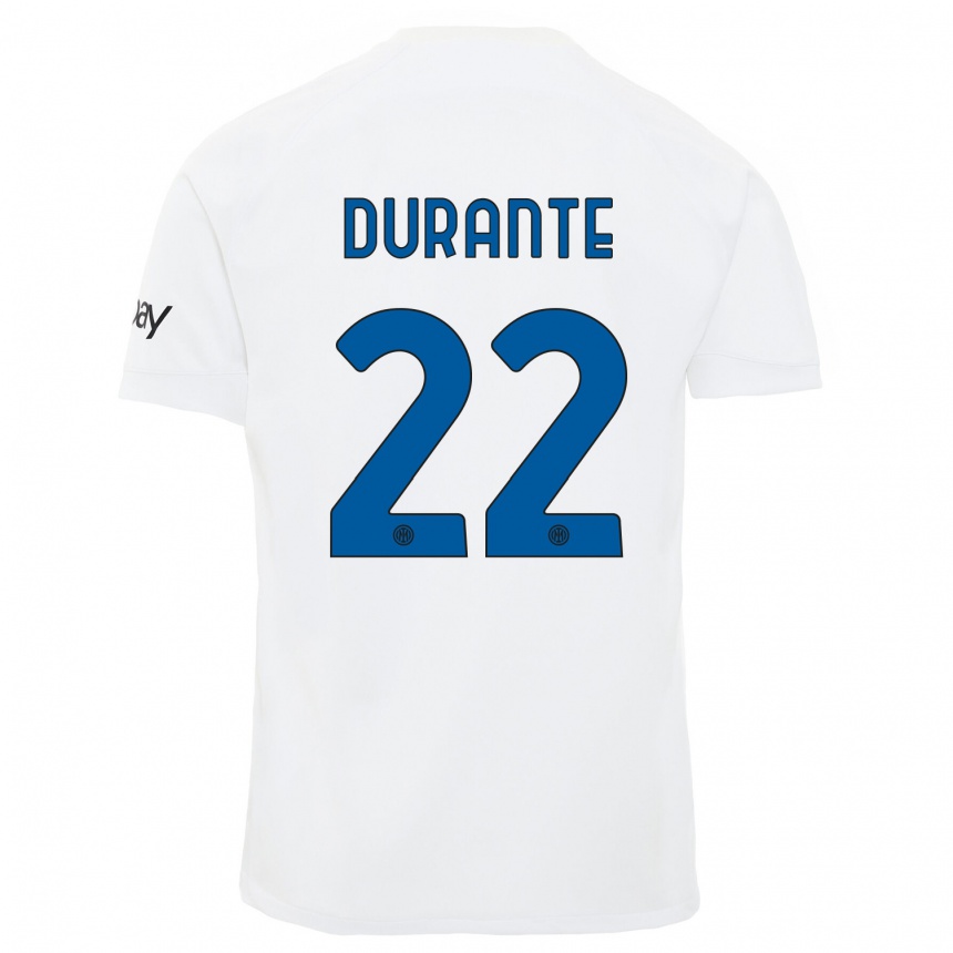 キッズフットボールフランチェスカ・ドゥランテ#22白アウェイシャツ2023/24ジャージーユニフォーム