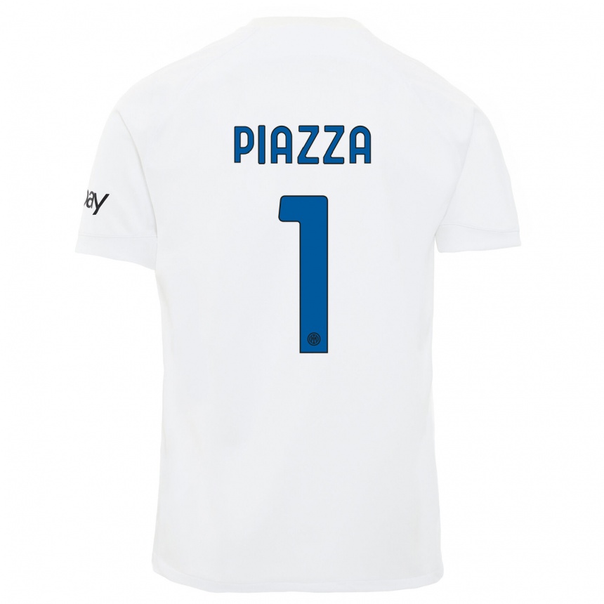 キッズフットボールアレッシア・ピアッツァ#1白アウェイシャツ2023/24ジャージーユニフォーム