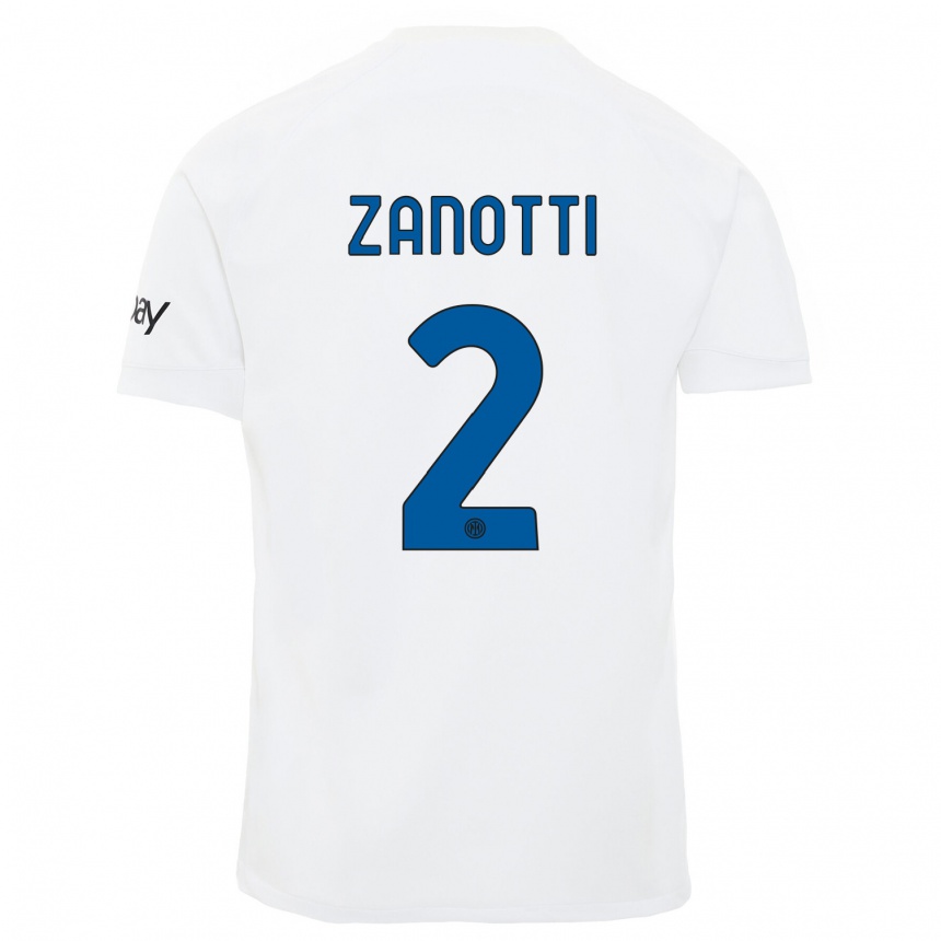 キッズフットボールマッティア・ザノッティ#2白アウェイシャツ2023/24ジャージーユニフォーム