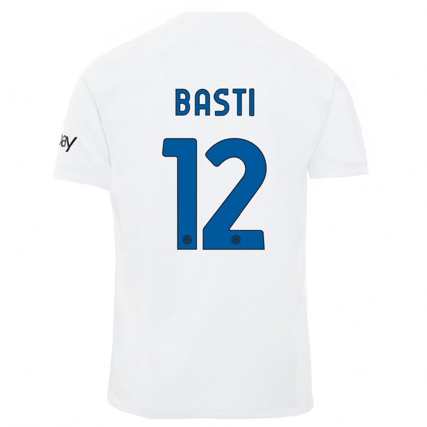 キッズフットボールマッテオ・バスティ#12白アウェイシャツ2023/24ジャージーユニフォーム