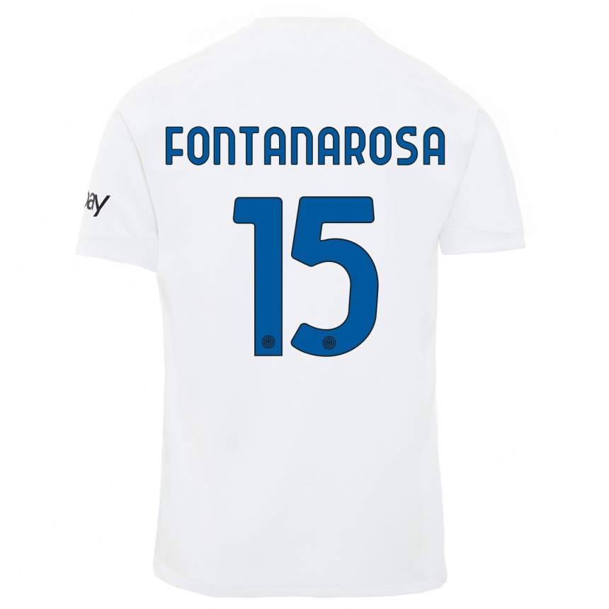 キッズフットボールアレサンドロ・フォンタナローザ#15白アウェイシャツ2023/24ジャージーユニフォーム