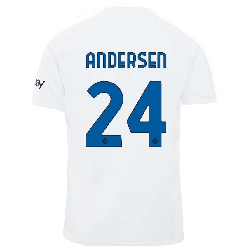 キッズフットボールサイラス・アンデルセン#24白アウェイシャツ2023/24ジャージーユニフォーム
