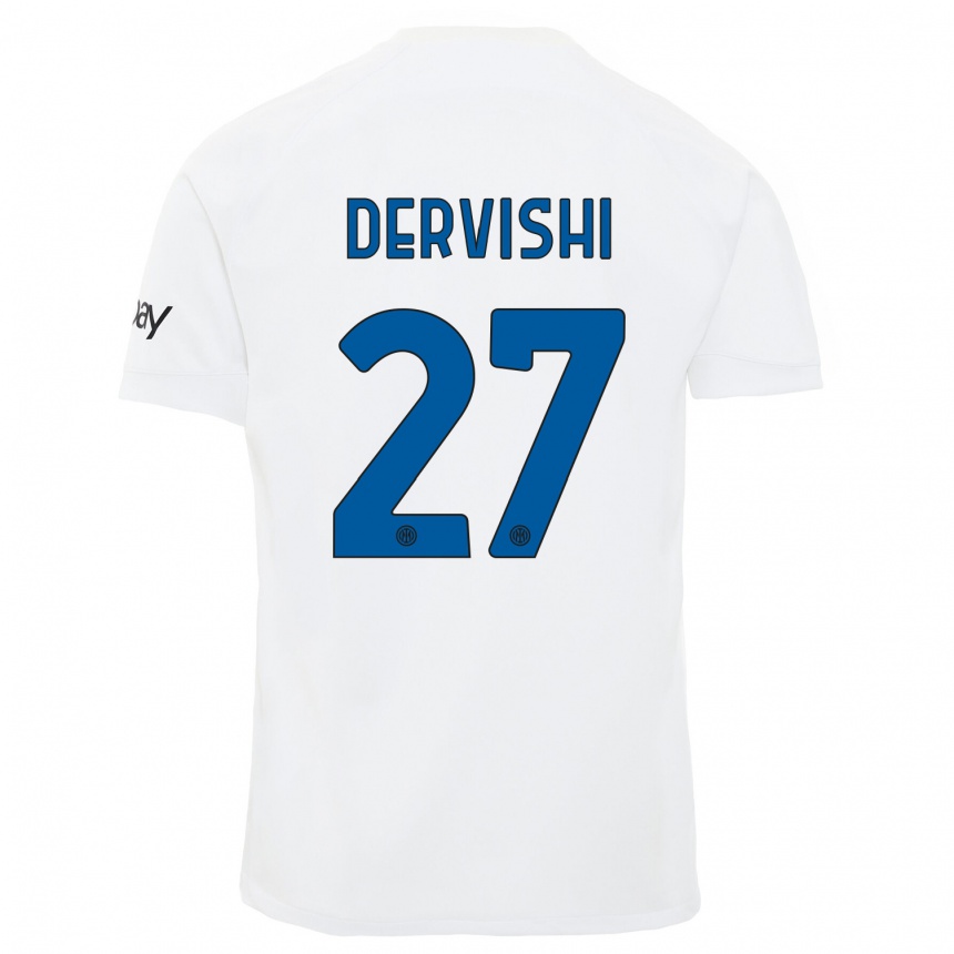 キッズフットボールクリスチャン・デルヴィシ#27白アウェイシャツ2023/24ジャージーユニフォーム