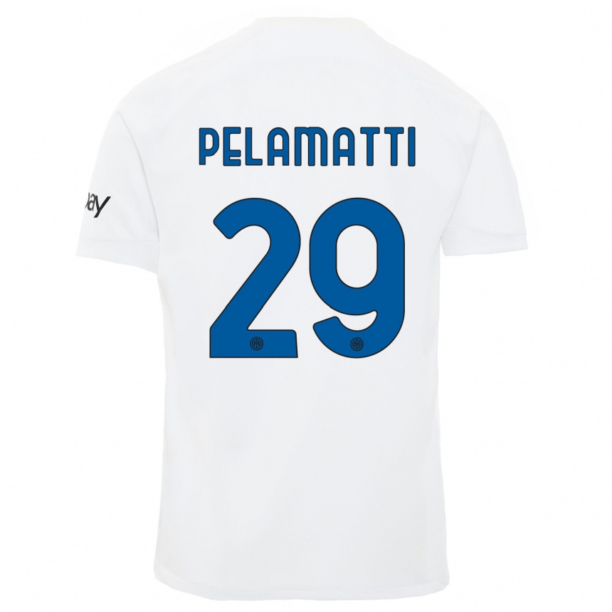 キッズフットボールアンドレア・ペラマッティ#29白アウェイシャツ2023/24ジャージーユニフォーム