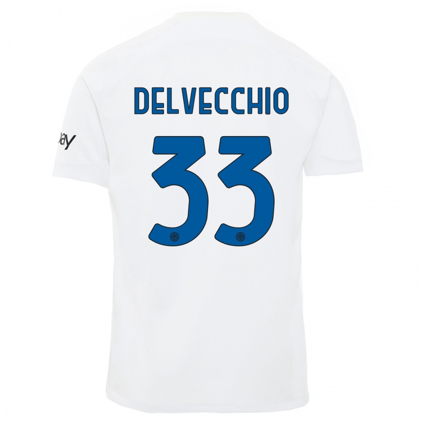 キッズフットボールガブリエレ・デルベッキオ#33白アウェイシャツ2023/24ジャージーユニフォーム