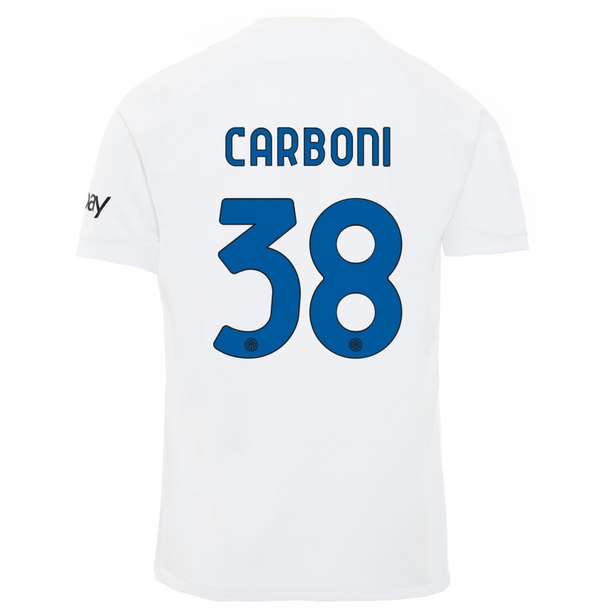 キッズフットボールバレンティン・カルボーニ#38白アウェイシャツ2023/24ジャージーユニフォーム