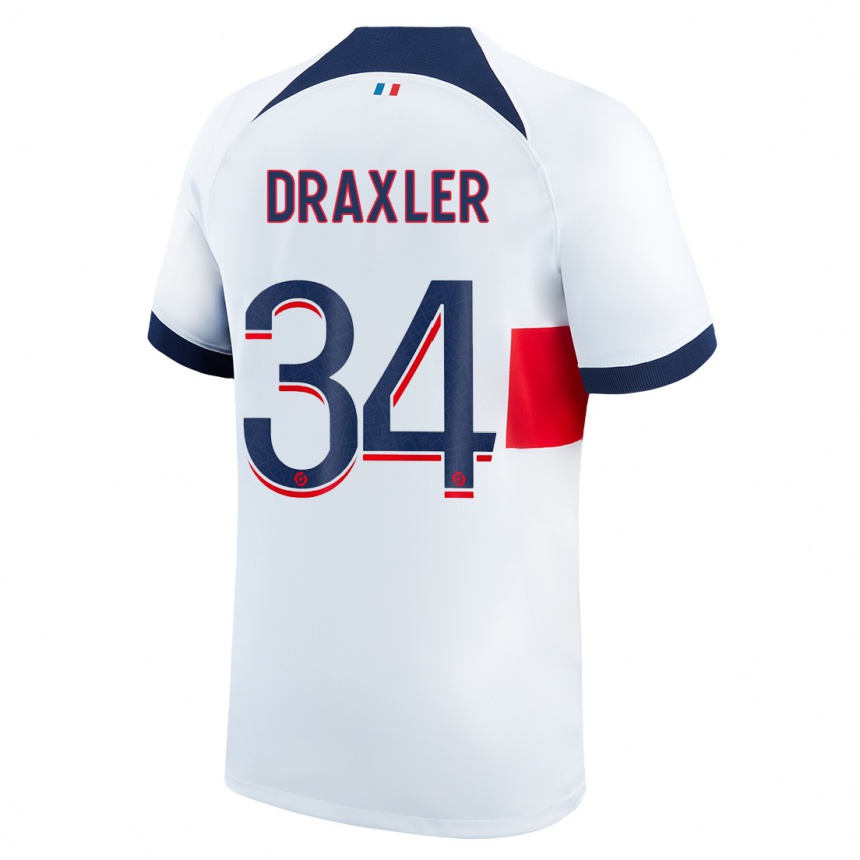 キッズフットボールユリアン・ドラクスラー#34白アウェイシャツ2023/24ジャージーユニフォーム