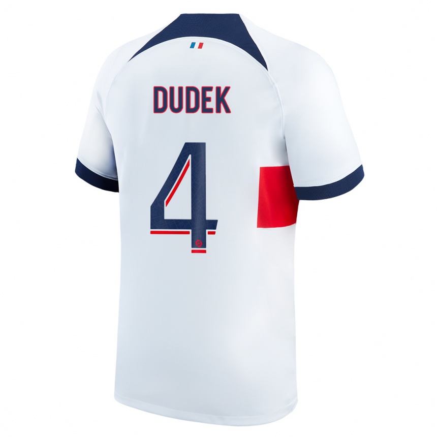 キッズフットボールパウリナ・ドゥデク#4白アウェイシャツ2023/24ジャージーユニフォーム