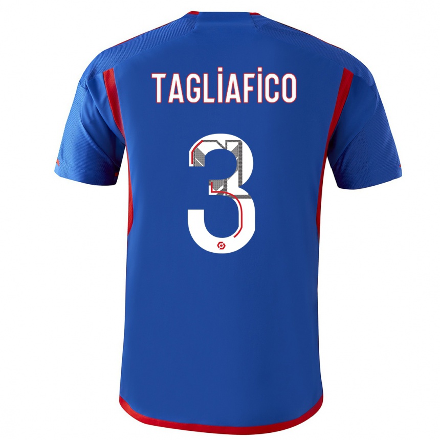キッズフットボールニコラス・タグリアフィコ#3青赤アウェイシャツ2023/24ジャージーユニフォーム