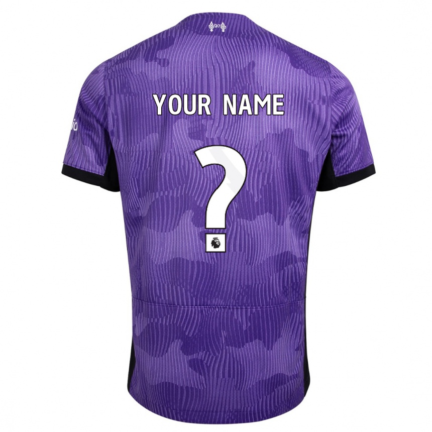 キッズフットボールあなたの名前#0紫サードユニフォームシャツ2023/24ジャージーユニフォーム