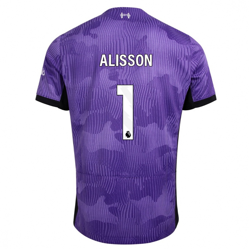 キッズフットボールアリソン・ラムセス・ベッカー#1紫サードユニフォームシャツ2023/24ジャージーユニフォーム