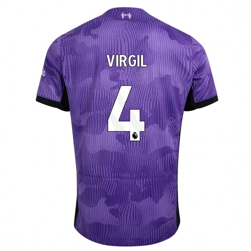 キッズフットボールフィルジル・ファン・ダイク#4紫サードユニフォームシャツ2023/24ジャージーユニフォーム