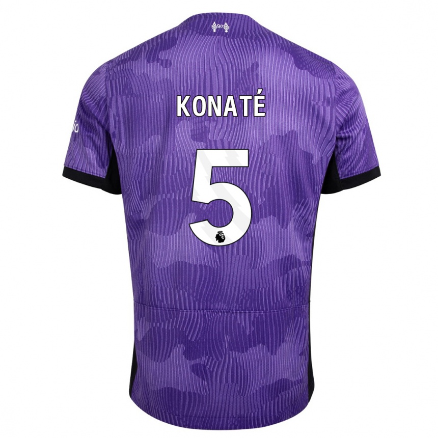 キッズフットボールイブラヒマ・コナテ#5紫サードユニフォームシャツ2023/24ジャージーユニフォーム