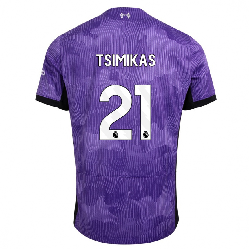 キッズフットボールコスタス・ツィミカス#21紫サードユニフォームシャツ2023/24ジャージーユニフォーム