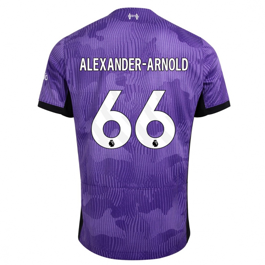 キッズフットボールトレント・アレクサンダー＝アーノルド#66紫サードユニフォームシャツ2023/24ジャージーユニフォーム