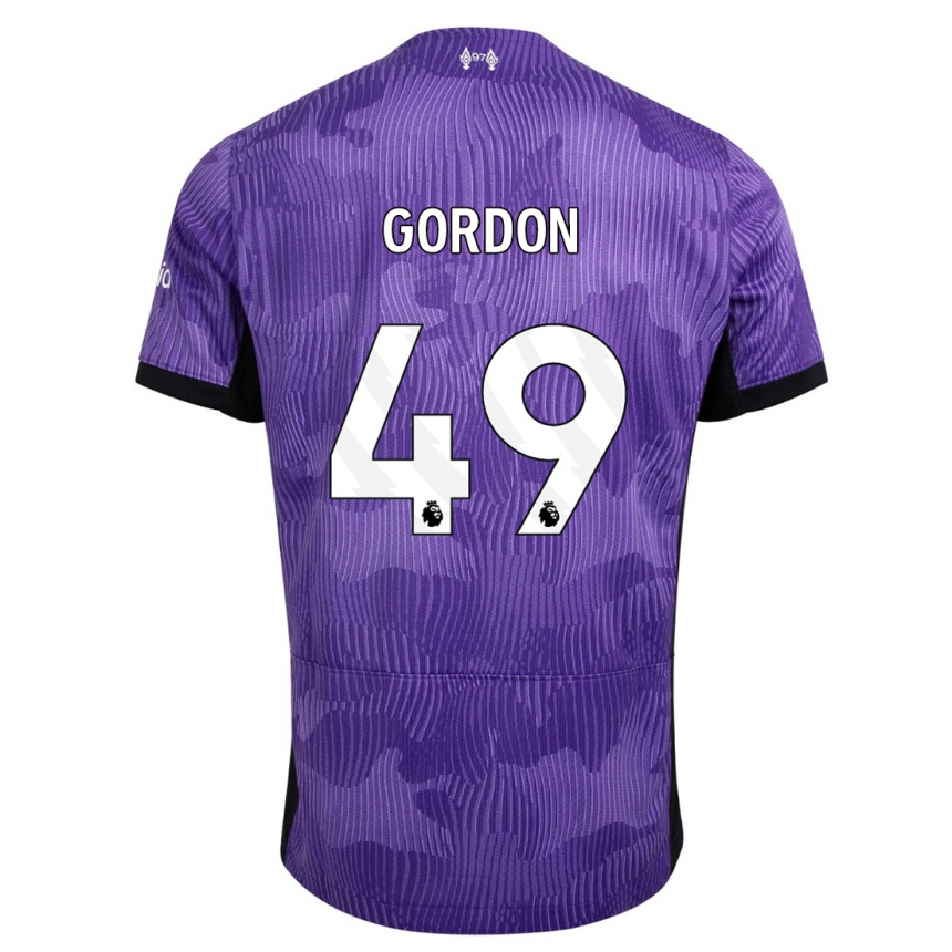 キッズフットボールカイデ・ゴードン#49紫サードユニフォームシャツ2023/24ジャージーユニフォーム