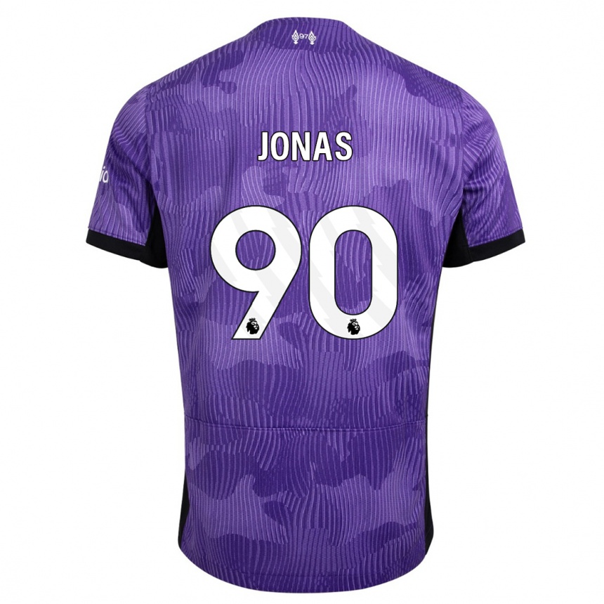 キッズフットボールリー・ジョナス#90紫サードユニフォームシャツ2023/24ジャージーユニフォーム