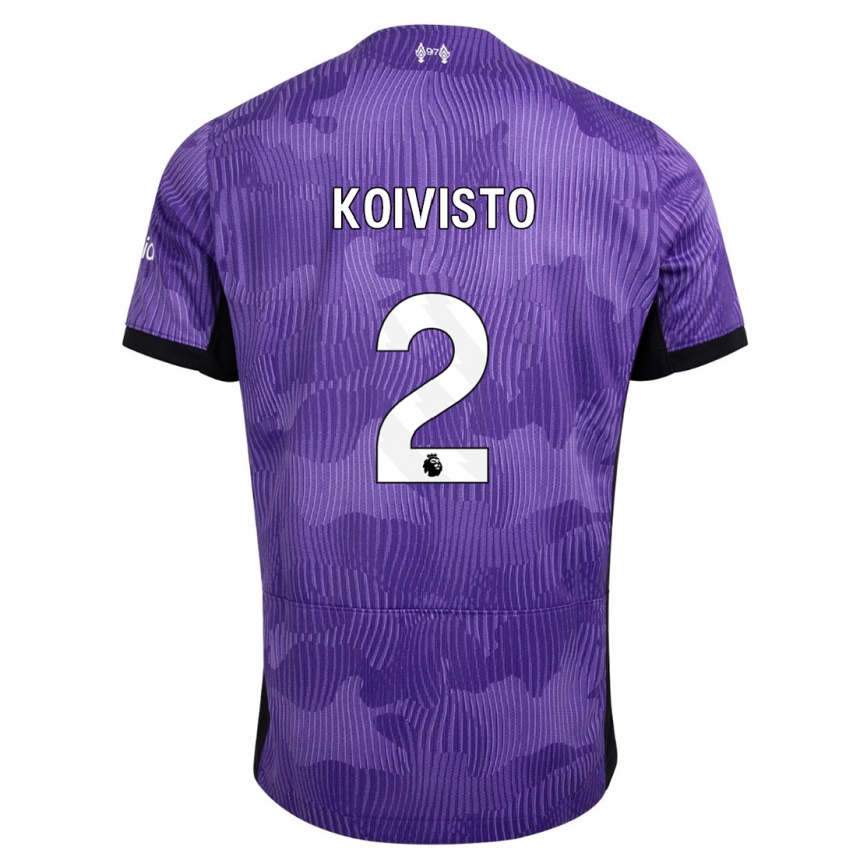 キッズフットボールエマ・コイヴィスト#2紫サードユニフォームシャツ2023/24ジャージーユニフォーム