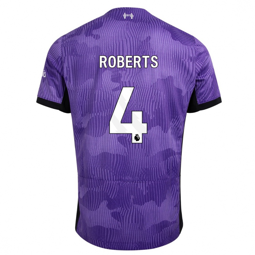 キッズフットボールリアノン・ロバーツ#4紫サードユニフォームシャツ2023/24ジャージーユニフォーム