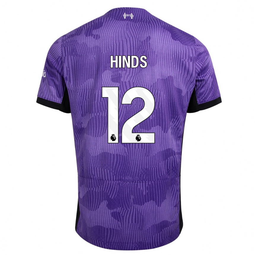 キッズフットボールテイラー・ハインズ#12紫サードユニフォームシャツ2023/24ジャージーユニフォーム