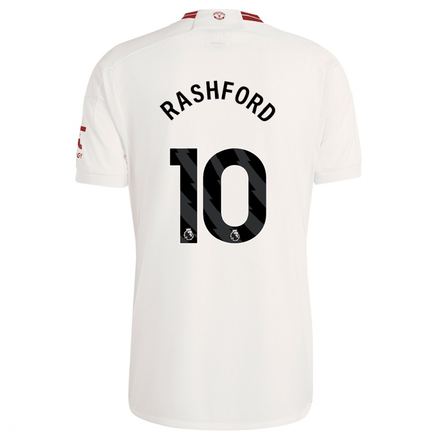 キッズフットボールマーカス・ラッシュフォード#10白サードユニフォームシャツ2023/24ジャージーユニフォーム