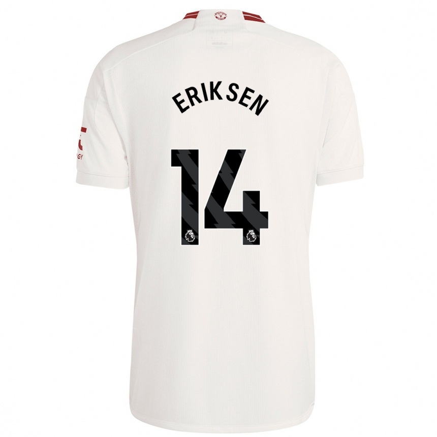キッズフットボールクリスティアン・エリクセン#14白サードユニフォームシャツ2023/24ジャージーユニフォーム