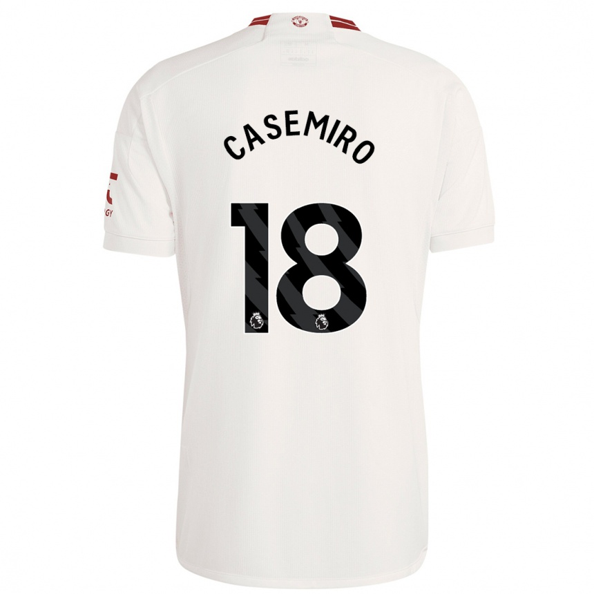 キッズフットボールカゼミーロ#18白サードユニフォームシャツ2023/24ジャージーユニフォーム