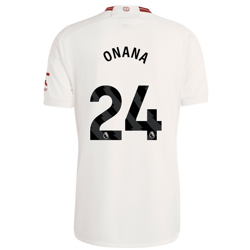 キッズフットボールアンドレ・オナナ#24白サードユニフォームシャツ2023/24ジャージーユニフォーム