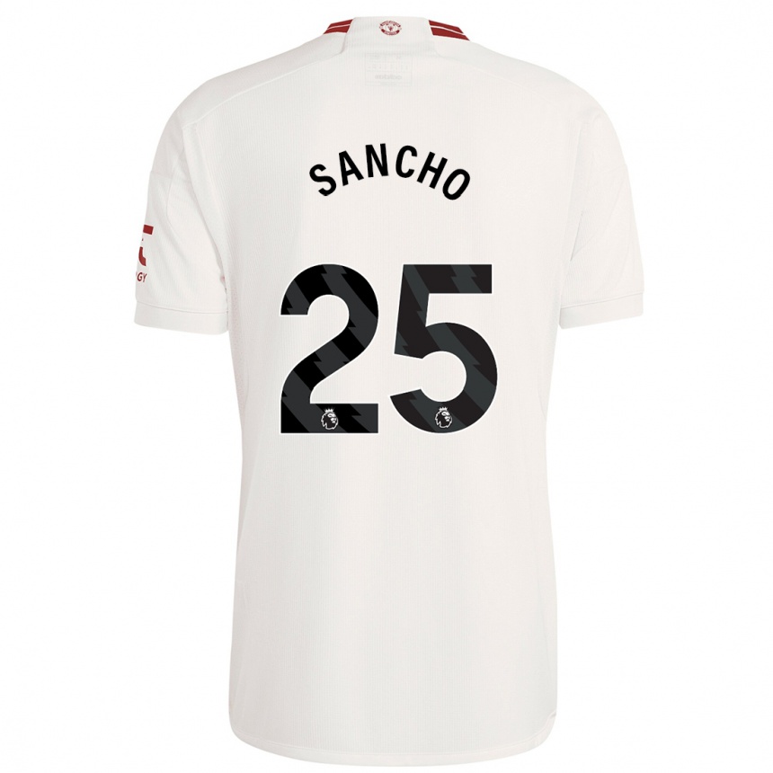キッズフットボールジェイドン・サンチョ#25白サードユニフォームシャツ2023/24ジャージーユニフォーム
