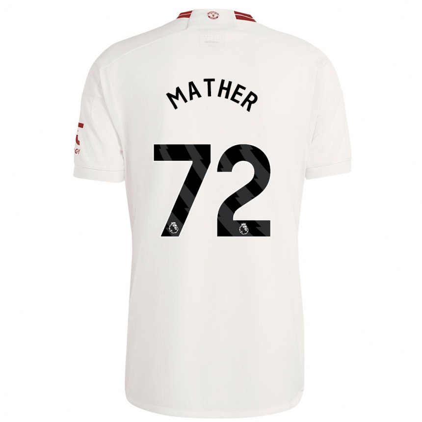 キッズフットボールサム・マザー#72白サードユニフォームシャツ2023/24ジャージーユニフォーム