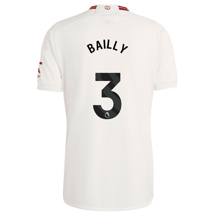 キッズフットボールエリック・バイリー#3白サードユニフォームシャツ2023/24ジャージーユニフォーム