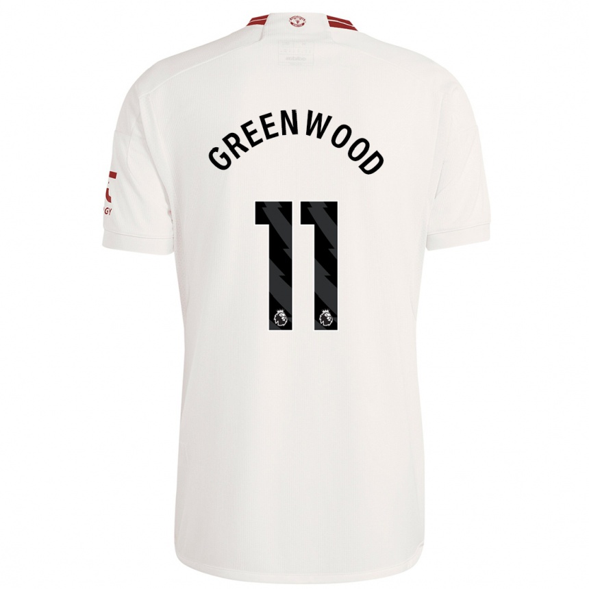 キッズフットボールメイソン・グリーンウッド#11白サードユニフォームシャツ2023/24ジャージーユニフォーム