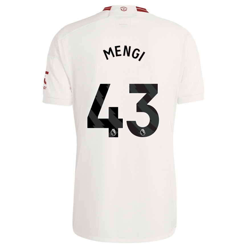 キッズフットボールテデン・メンジ#43白サードユニフォームシャツ2023/24ジャージーユニフォーム