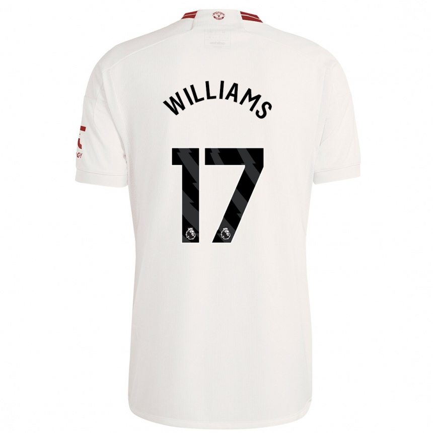 キッズフットボールレイチェル・ウィリアムズ#17白サードユニフォームシャツ2023/24ジャージーユニフォーム