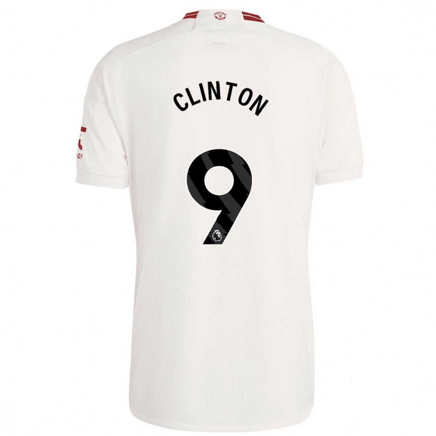 キッズフットボールグレース・クリントン#9白サードユニフォームシャツ2023/24ジャージーユニフォーム