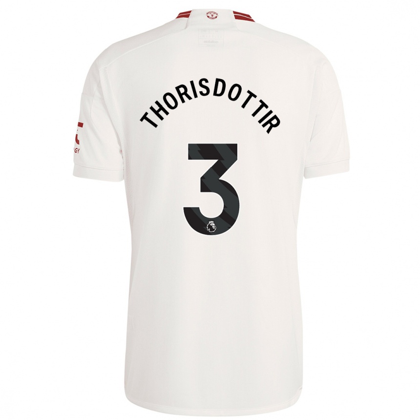 キッズフットボールマリア・トリスドッティル#3白サードユニフォームシャツ2023/24ジャージーユニフォーム