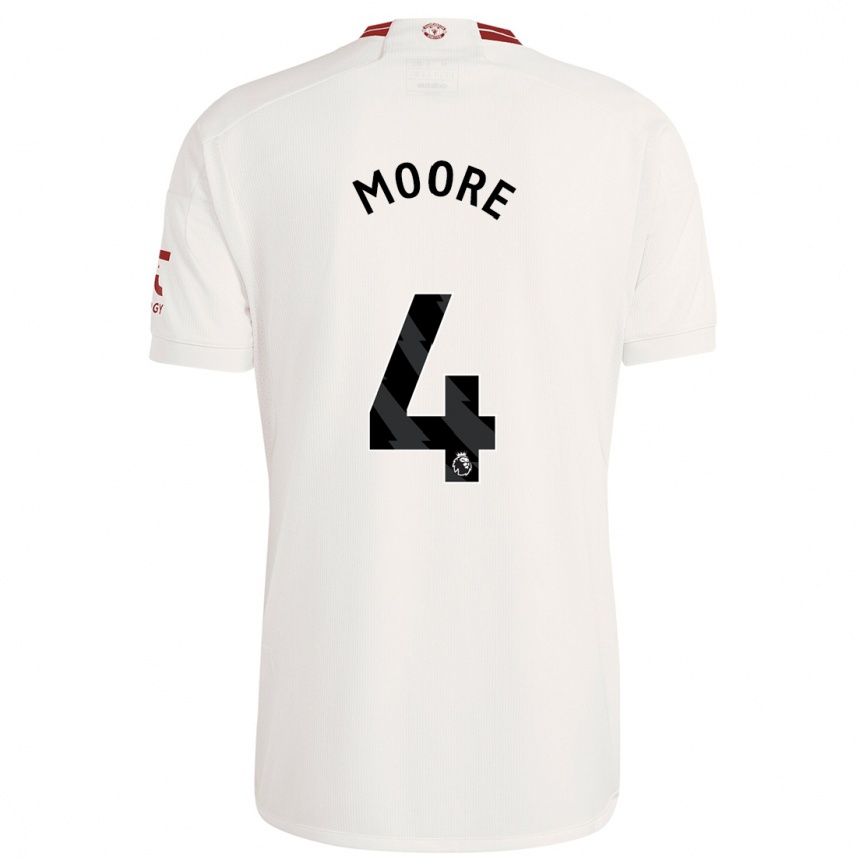 キッズフットボールジェイド・ムーア#4白サードユニフォームシャツ2023/24ジャージーユニフォーム