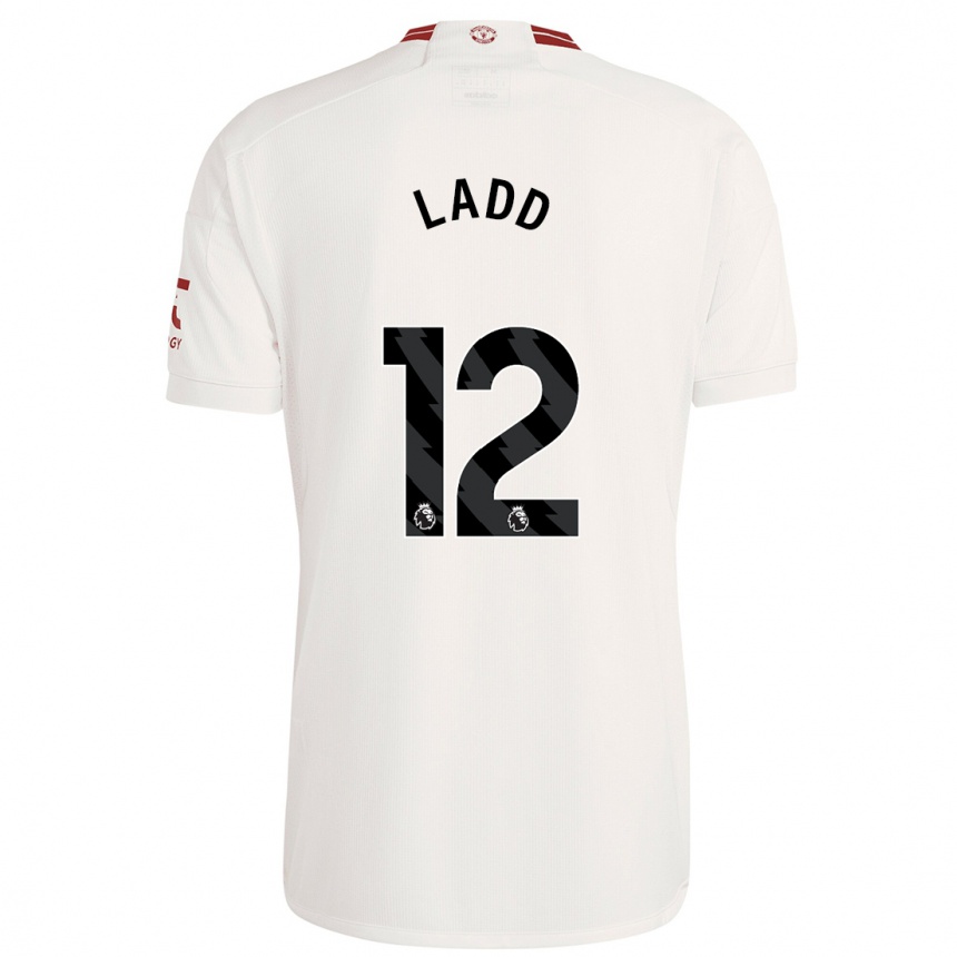 キッズフットボールヘイリー・ラッド#12白サードユニフォームシャツ2023/24ジャージーユニフォーム