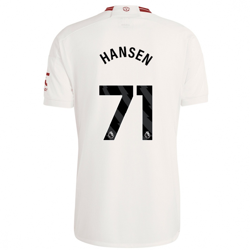 キッズフットボールイサク・ハンセン・アーロエン#71白サードユニフォームシャツ2023/24ジャージーユニフォーム