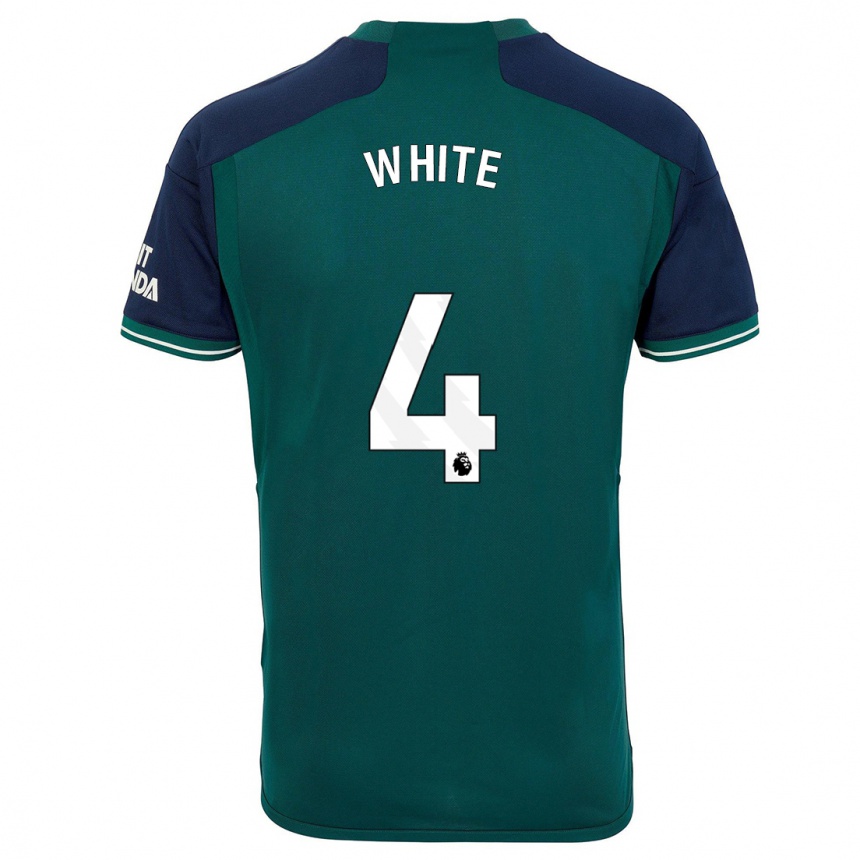 キッズフットボールベンホワイト#4緑サードユニフォームシャツ2023/24ジャージーユニフォーム