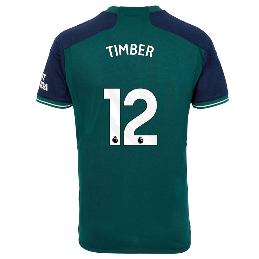 キッズフットボールユリエン・ティンバー#12緑サードユニフォームシャツ2023/24ジャージーユニフォーム