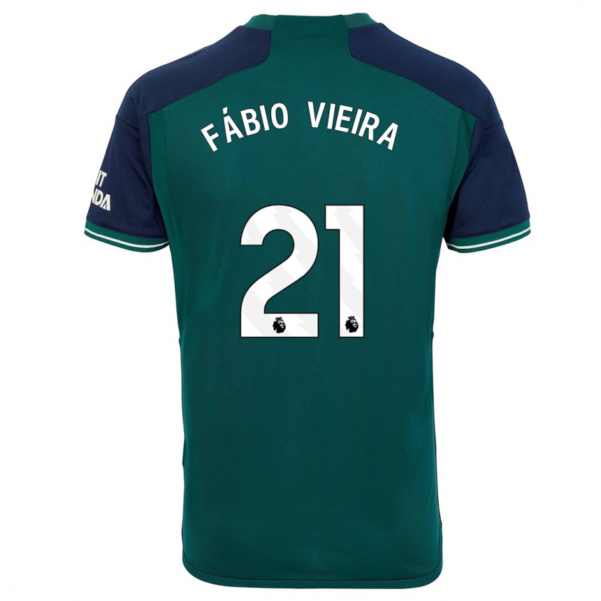キッズフットボールファビオ・ビエイラ#21緑サードユニフォームシャツ2023/24ジャージーユニフォーム